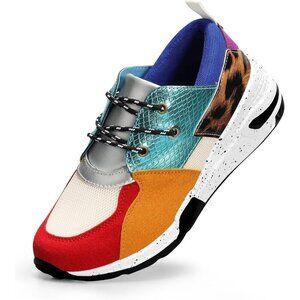 🆕 Women Red High Heel Wedge Sneakers Fashion Cliff Platform Retro Lace Up Shoes